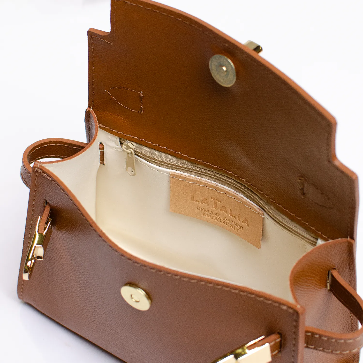 Latalia Trento saffiano skinnveske brun 22 cm
