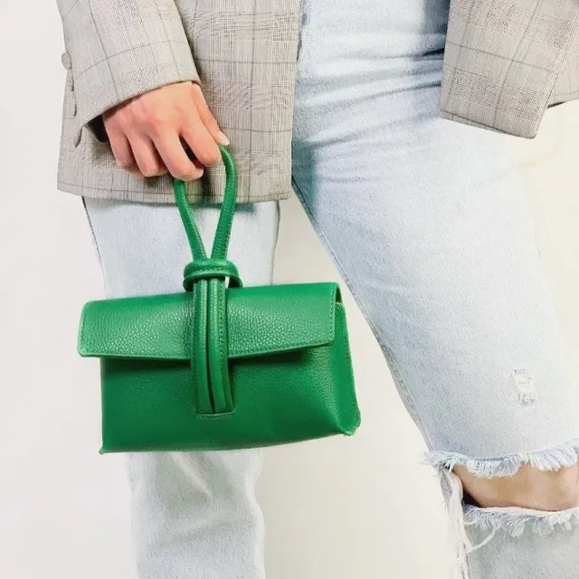 Latalia Barletta miniveske grønn ekte skinn clutch