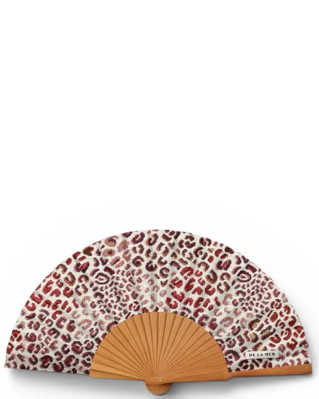 De La Mur Talco vifte med etui rosa leopard
