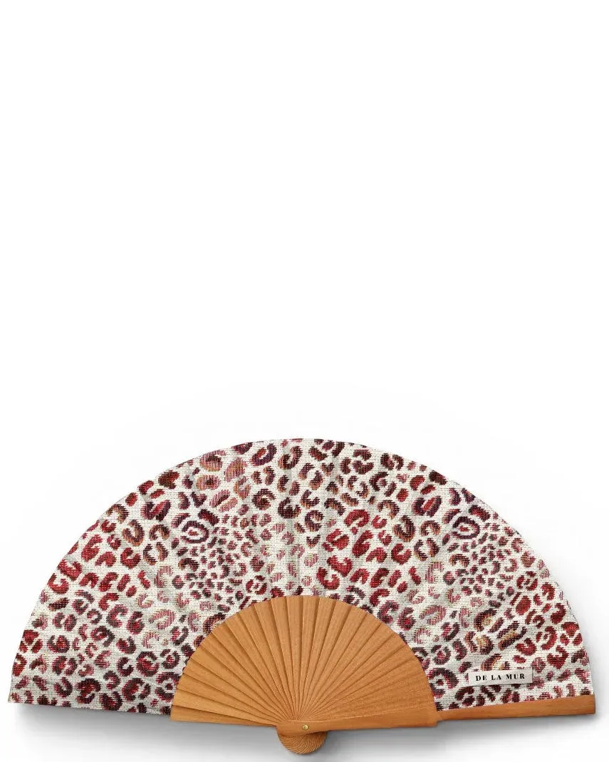 De La Mur Talco vifte med etui rosa leopard