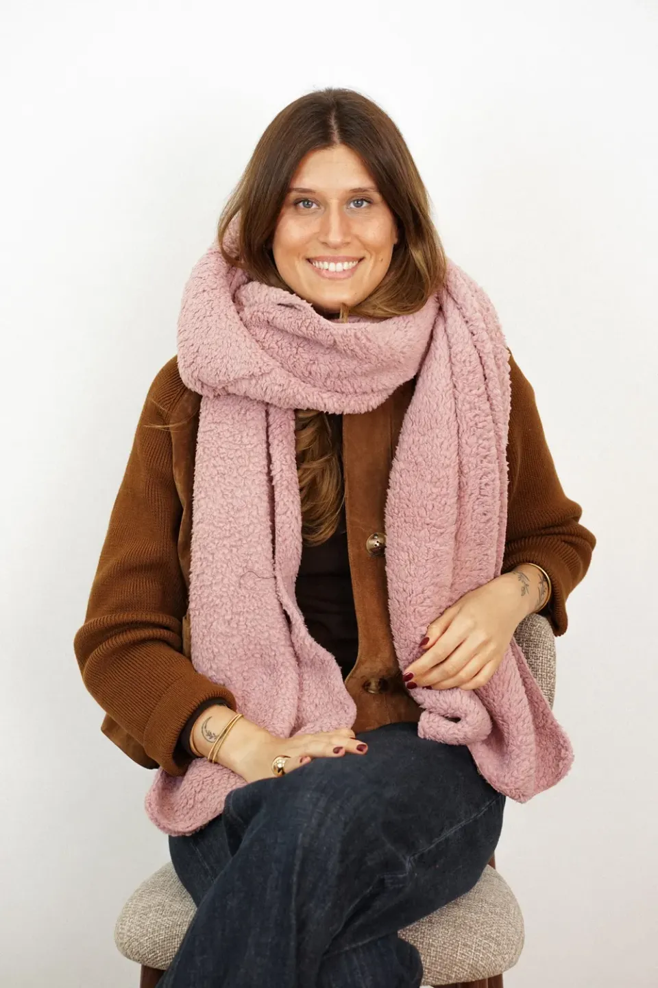 Kalt skjerf rosa maxi 49x240 cm teddy