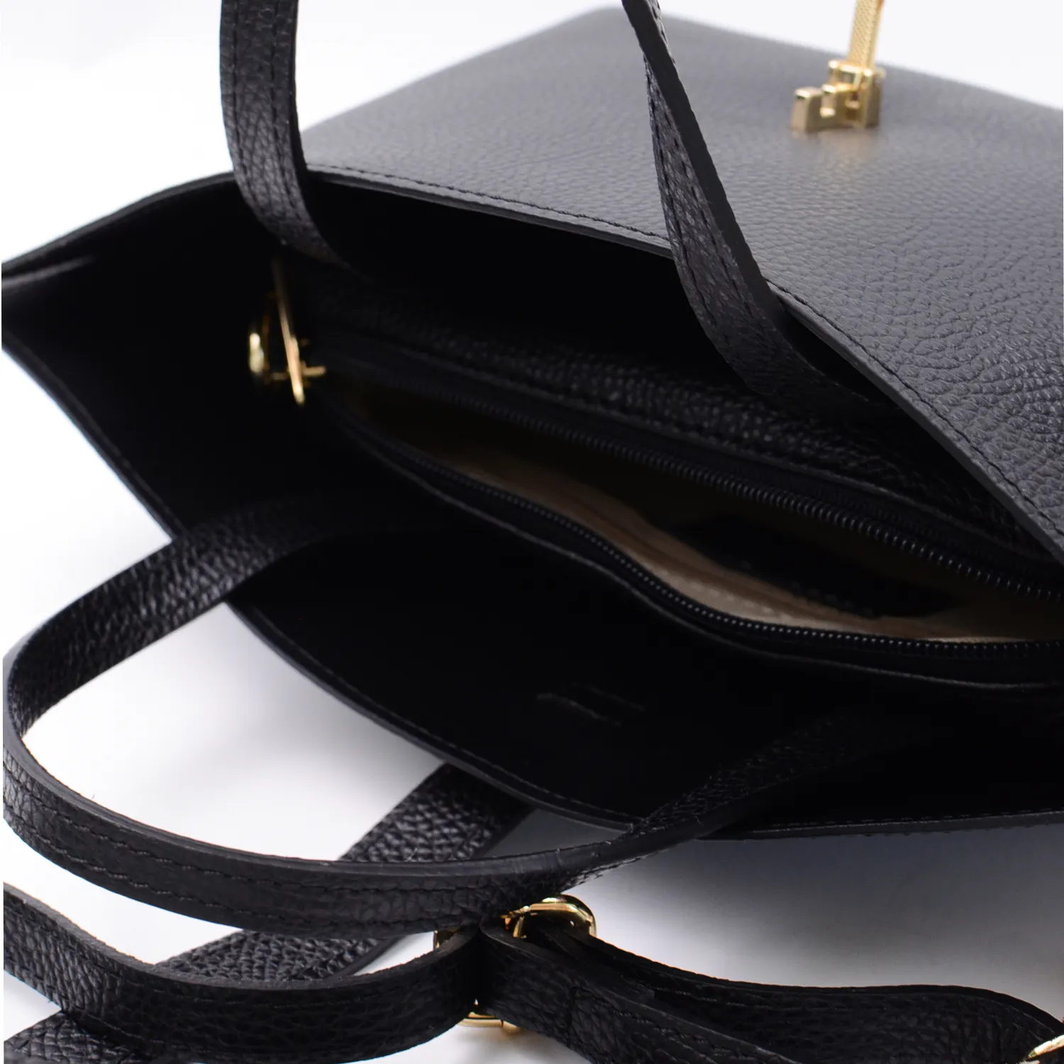 Latalia Aversa veske svart ekte skinn
