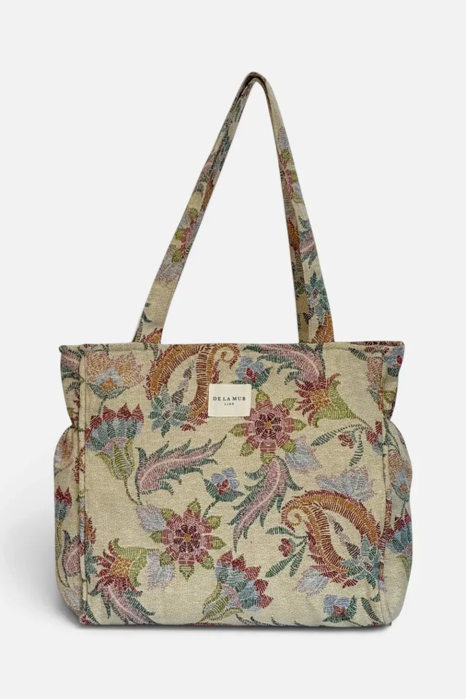 De La Mur Color Grande shopper blomstret beige 42 cm