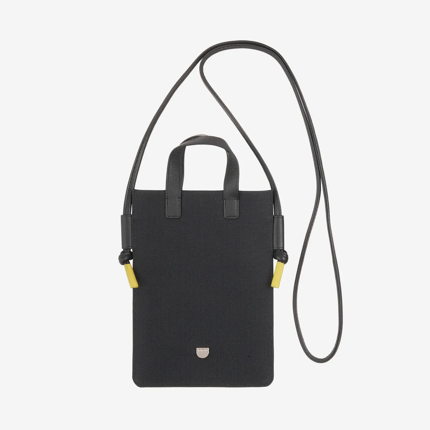 DuDubags Faro mobilveske crossbody svart/gul stoff og skinn