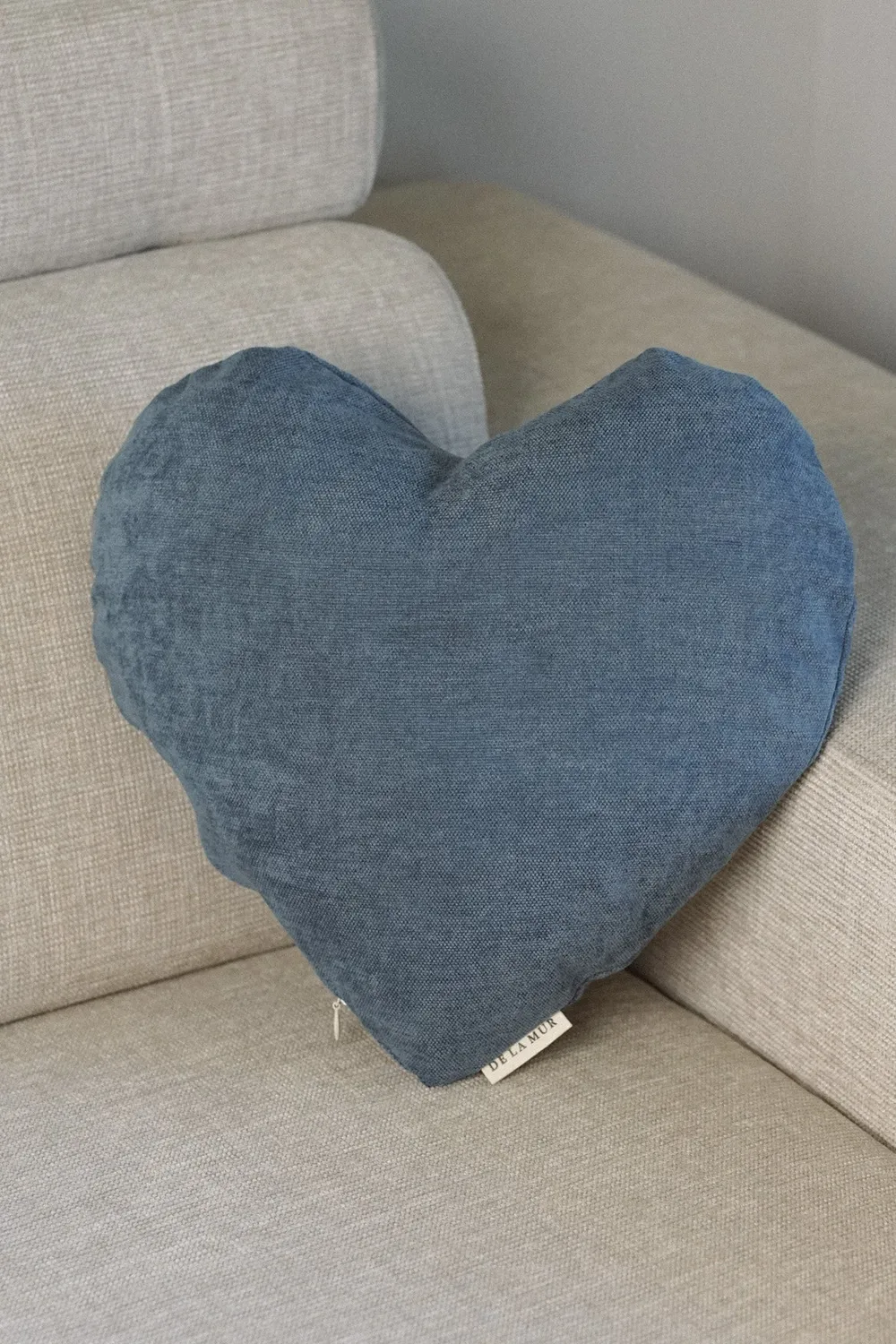 De La Mur Blau hjertepute blå 33x33 cm møbelstoff