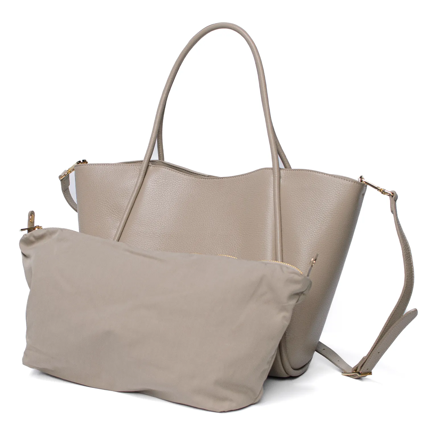 Latalia Florence XL shopper ljustaupe skinn