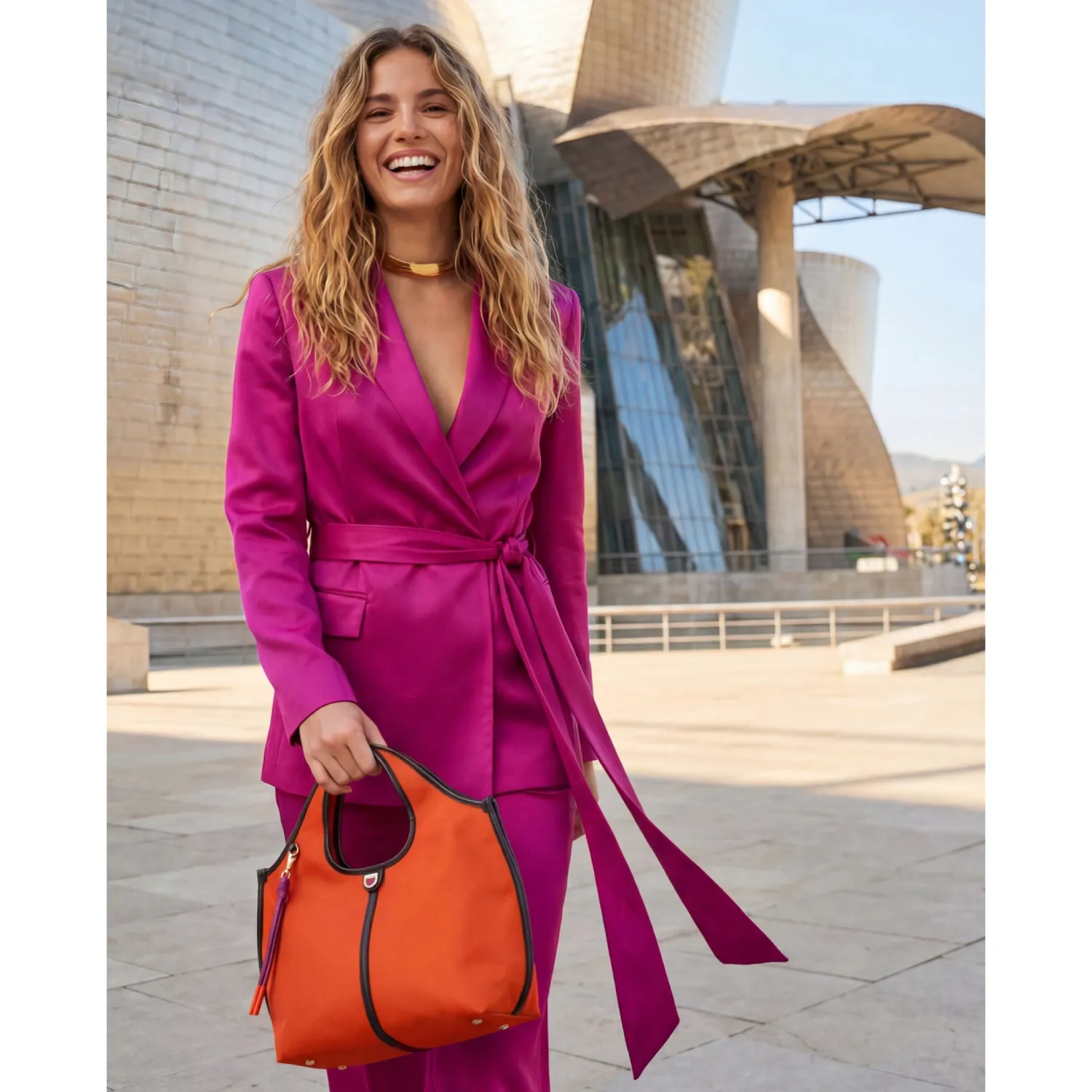 DuDubags Handy håndveske nylon skinn fuksia