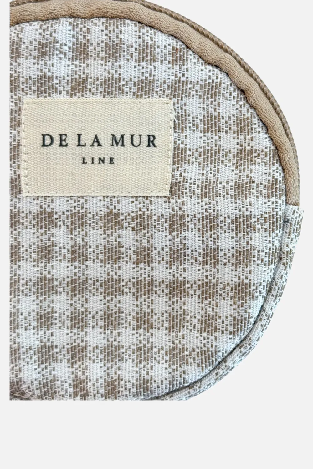 De La Mur Vison rund myntpung 10,5 cm beige ruter