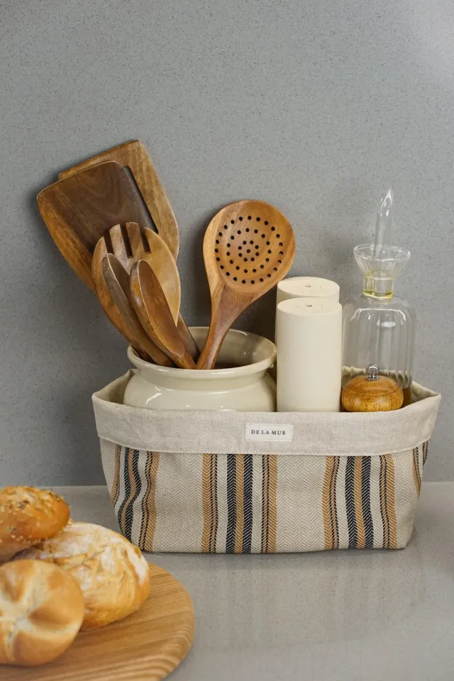 De La Mur Marco kurv sennep beige 14x21x12 cm jacquard
