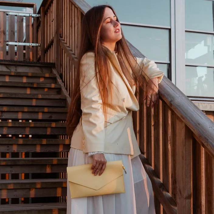 Latalia kuvertveske clutch skinn med skulderreim 28 cm
