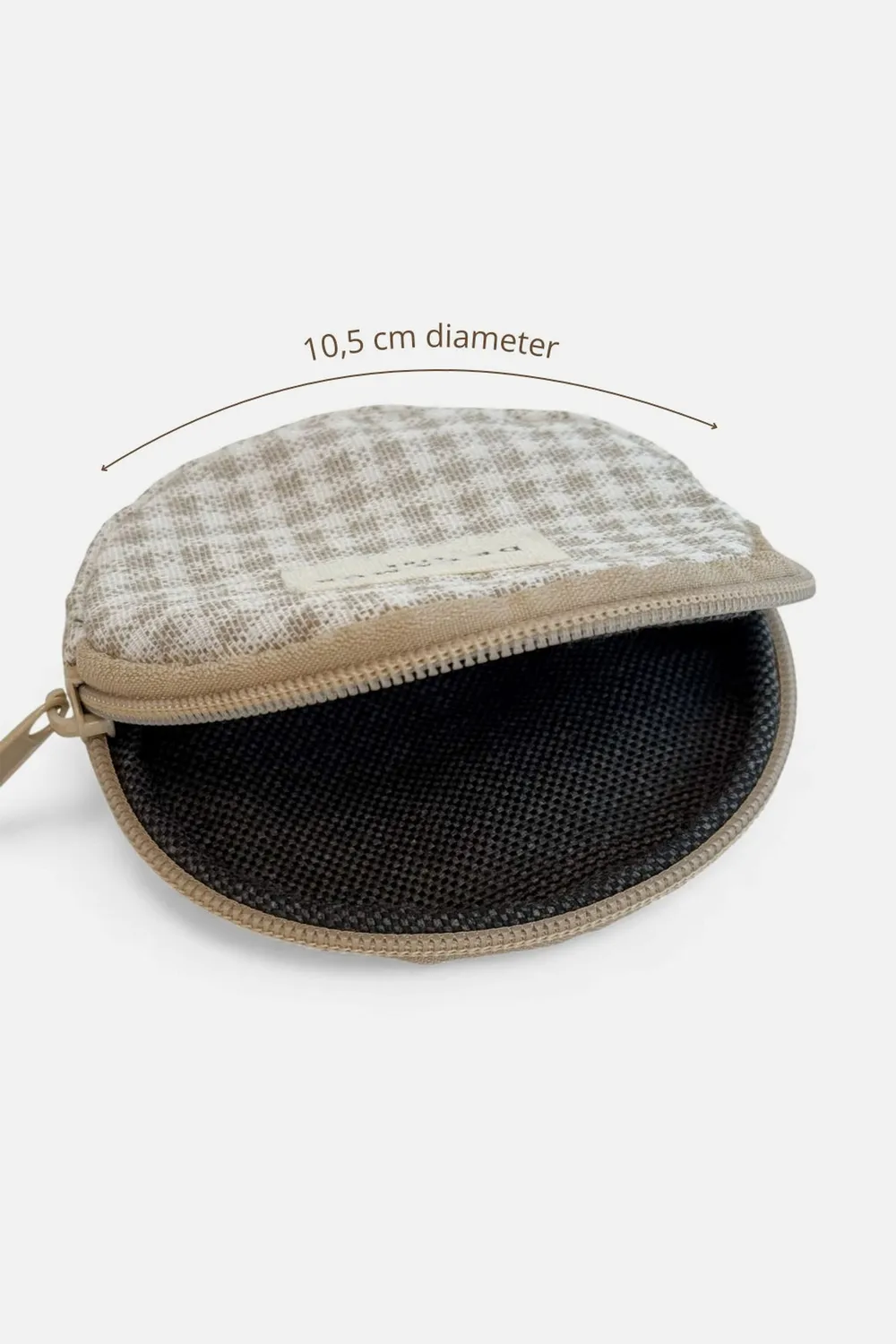 De La Mur Vison rund myntpung 10,5 cm beige ruter