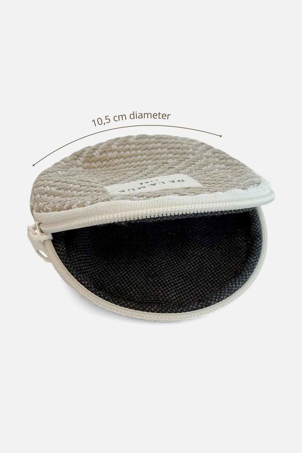 De La Mur Arena myntpung rund beige 10,5 cm jacquard