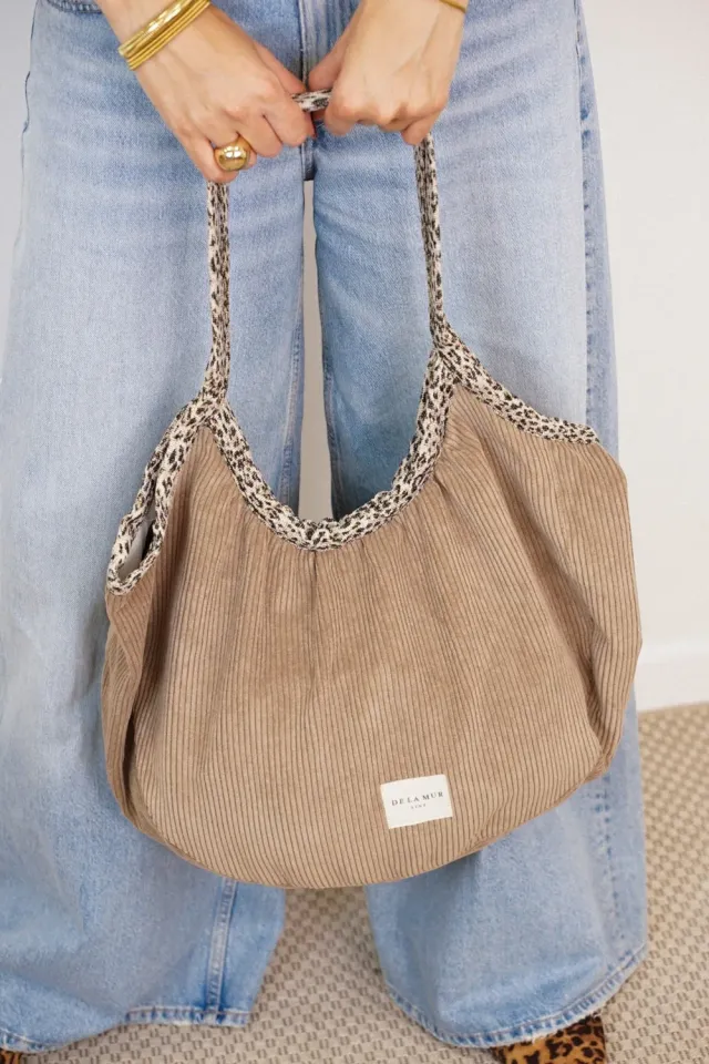 De La Mur Toast shopper beige kordfløyel leopard