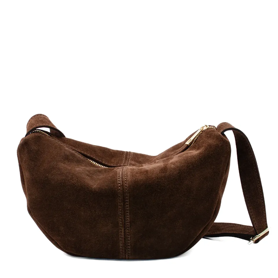 Latalia Melfi crossbody veske sjokoladebrun semsket