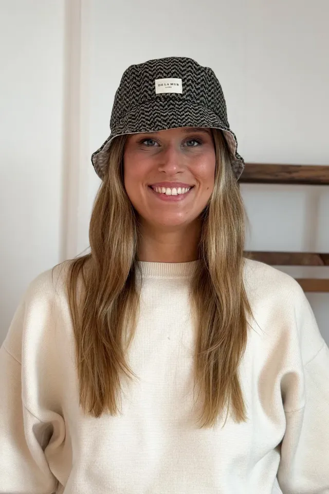 De La Mur Dana bøttehatt beige-svart vendbar