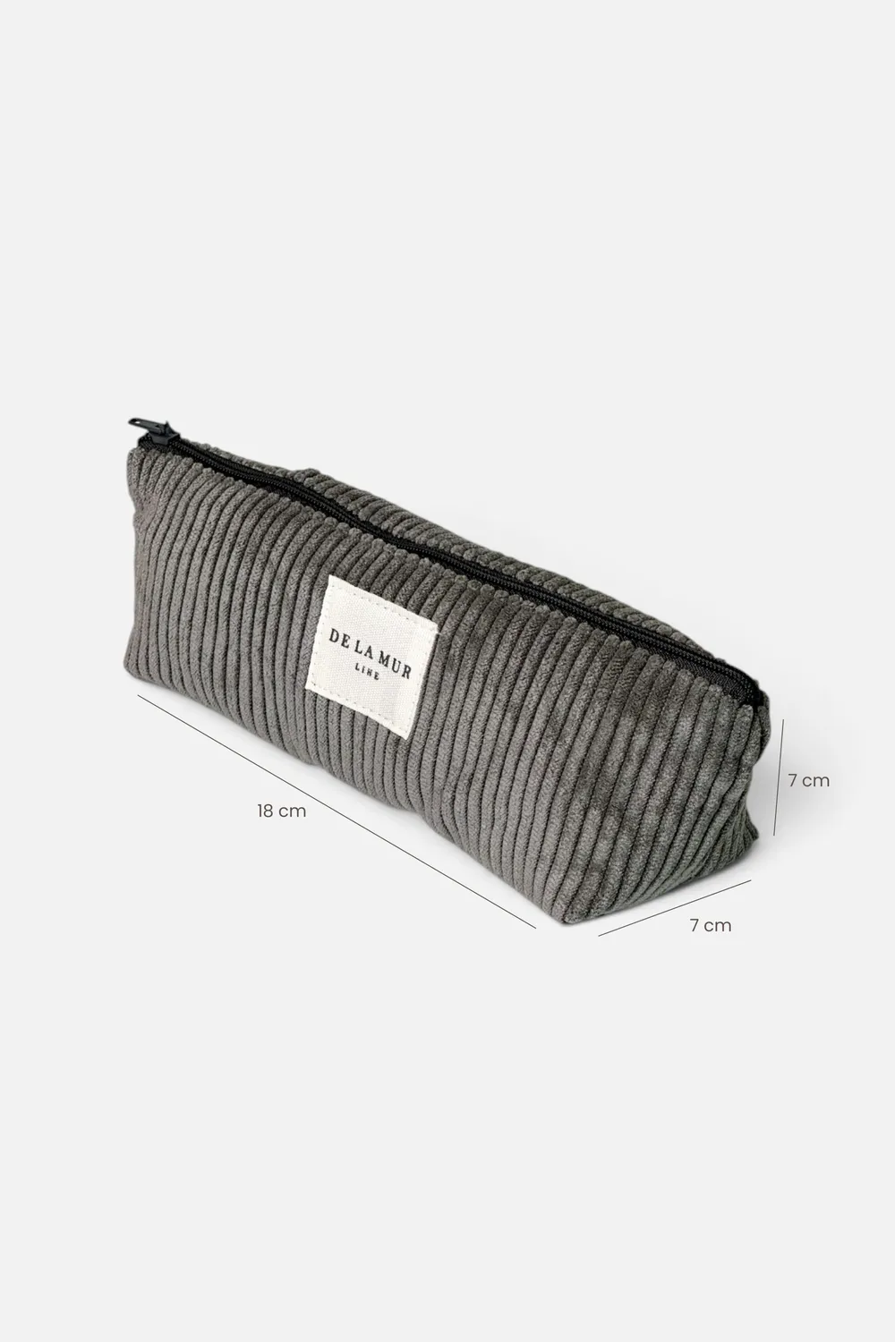 De La Mur Ash pennal 18 cm grå kordfløyel