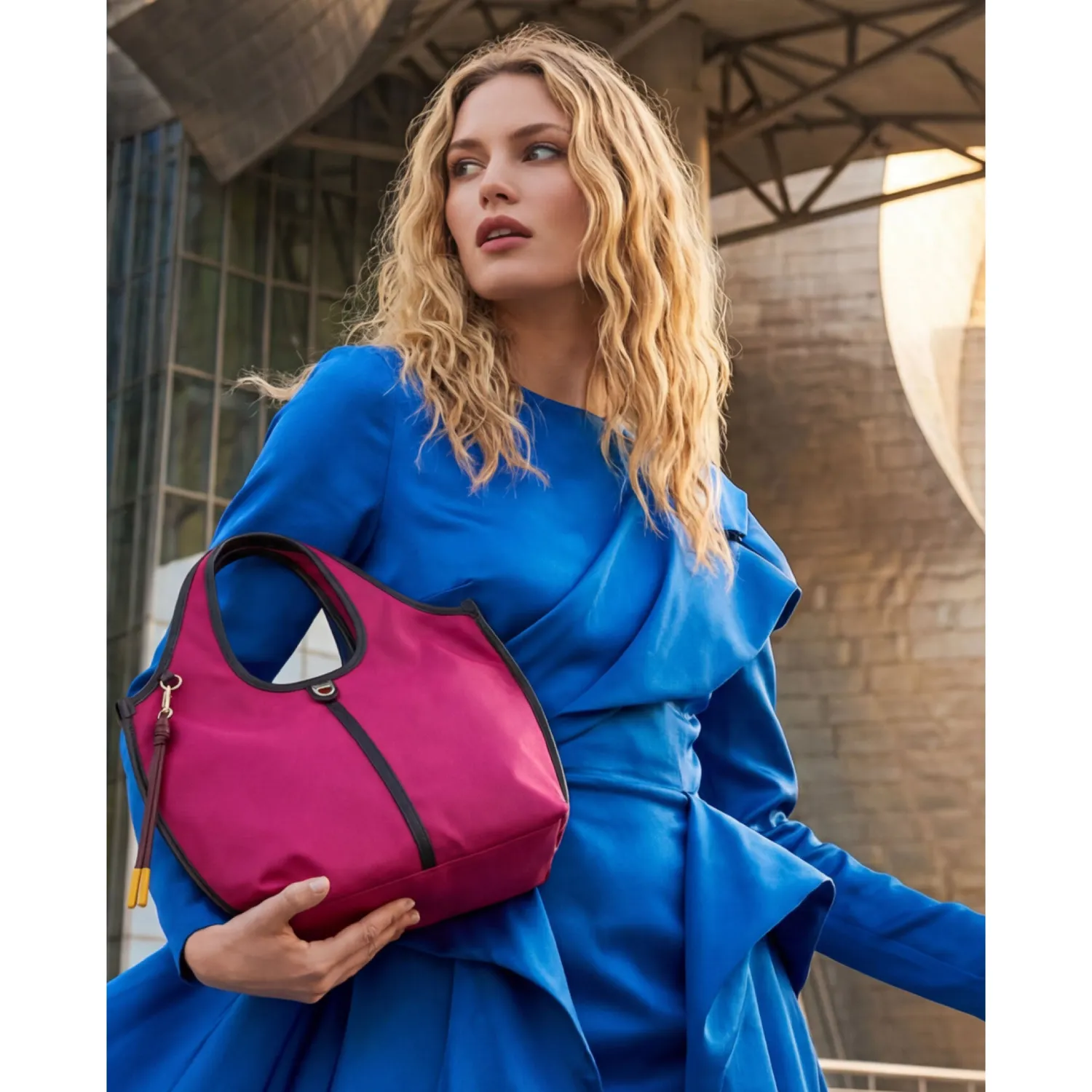 DuDubags Handy håndveske nylon skinn fuksia