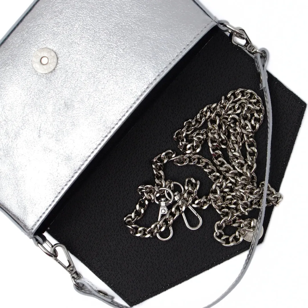 Latalia kuvertveske mini svart skinn clutch
