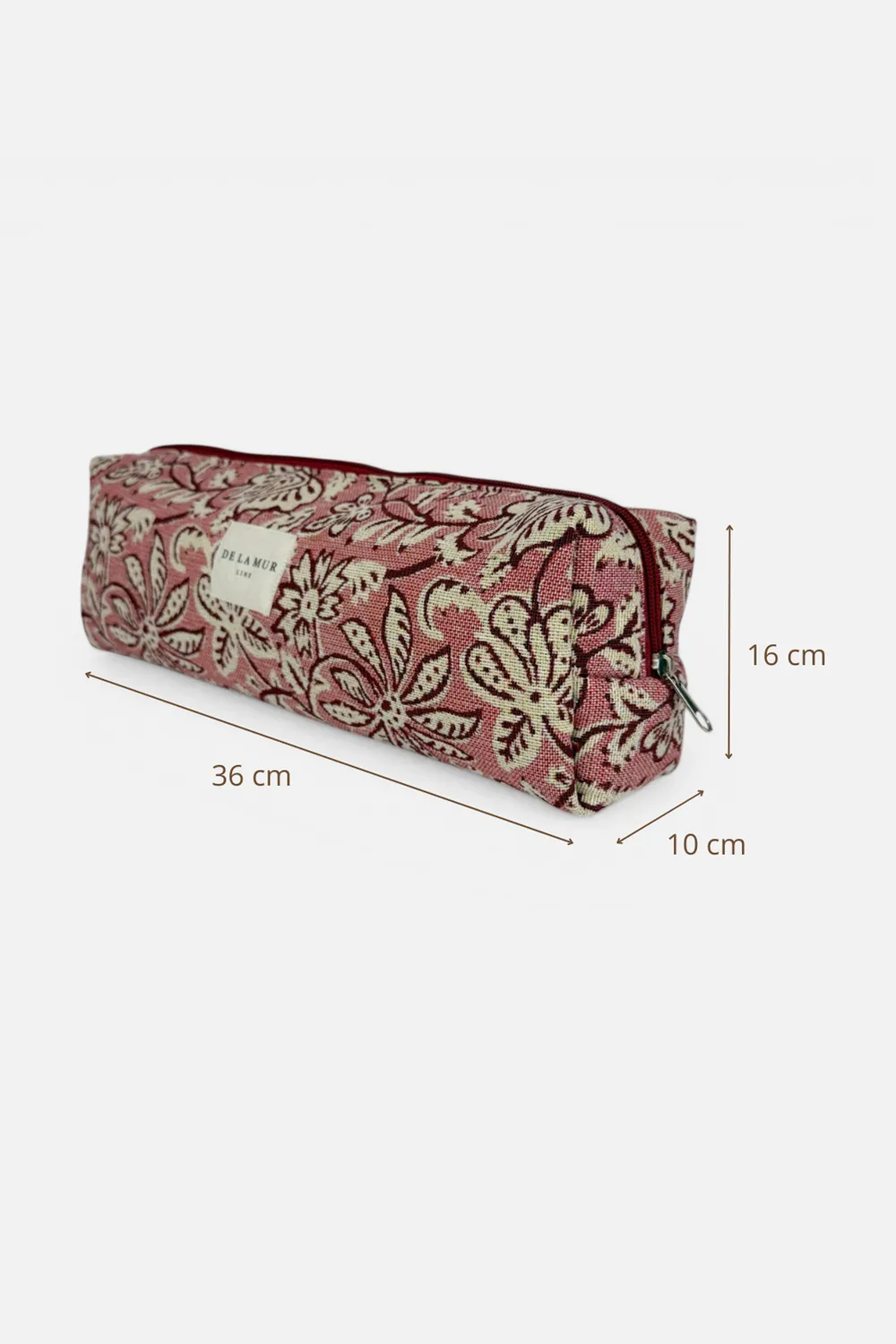 De La Mur Came toalettmappe ekstra lang rosa blomstret