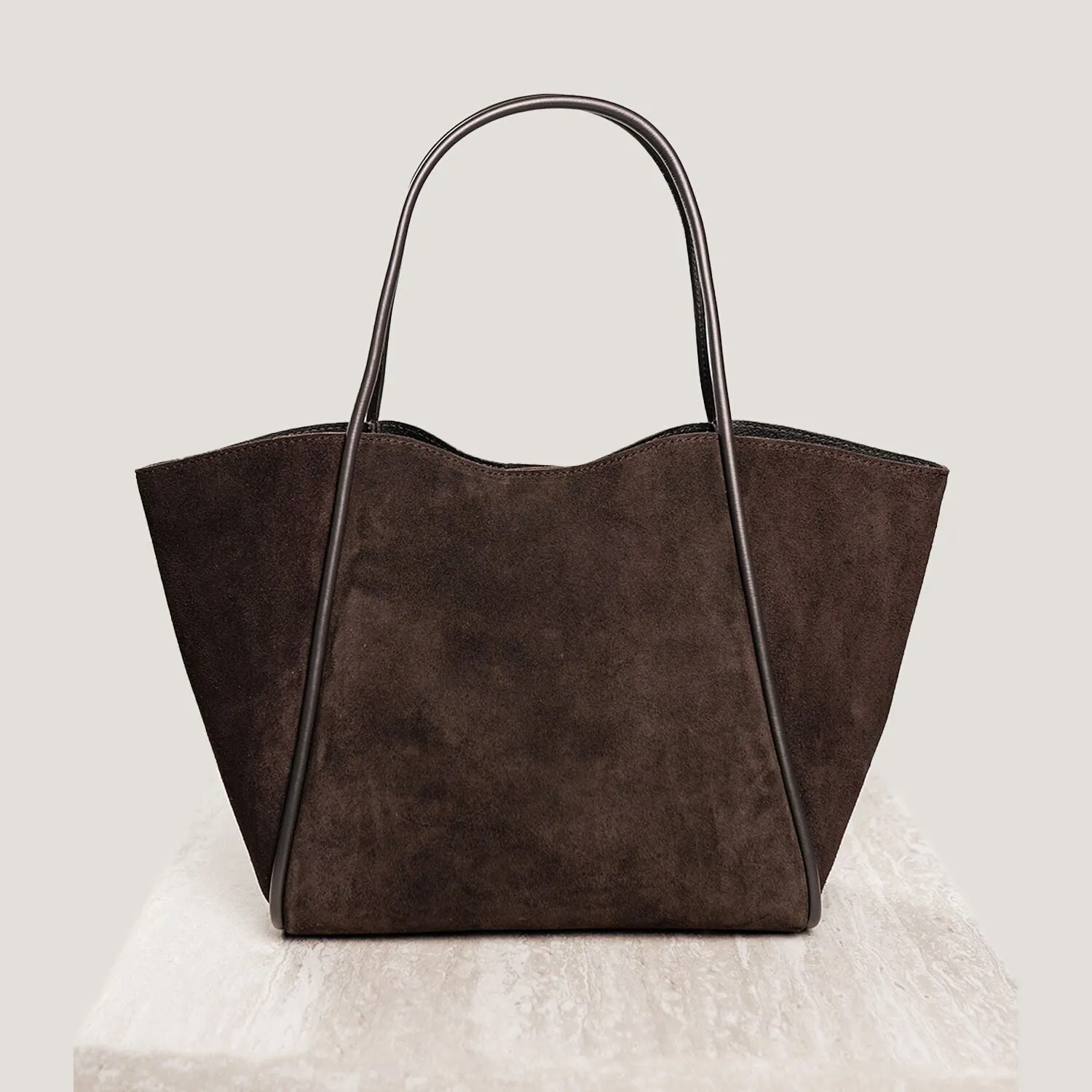 Latalia Florence XL shoppingveske espresso semsket skinn