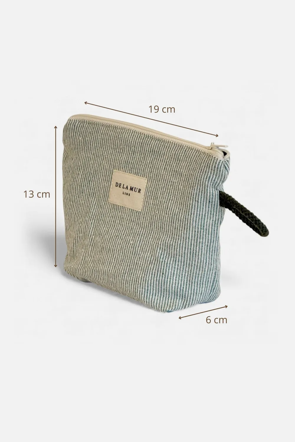 De La Mur Teo liten toalettmappe 19 cm grønn stripet