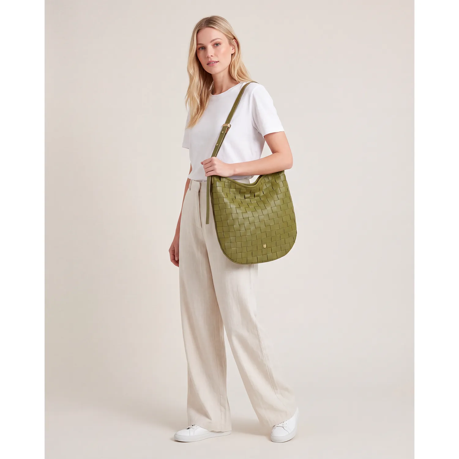 DuDubags Sylvie skulderveske taupe flettet skinn