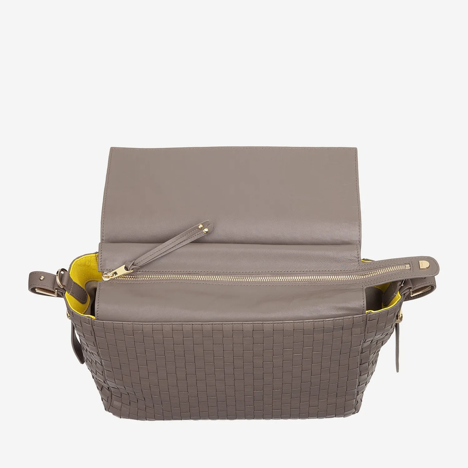 DuDubags Scala skulderveske taupe flettet skinn