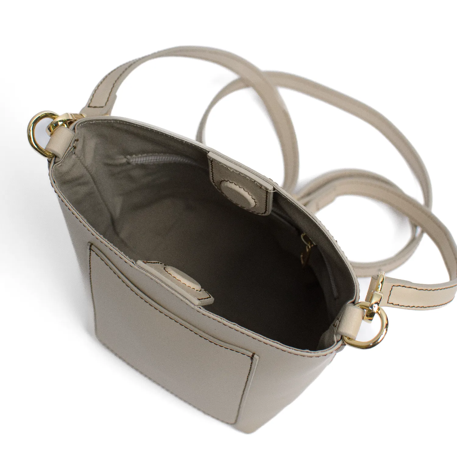 Latalia Fano-mini skinnveske beige ekte skinn