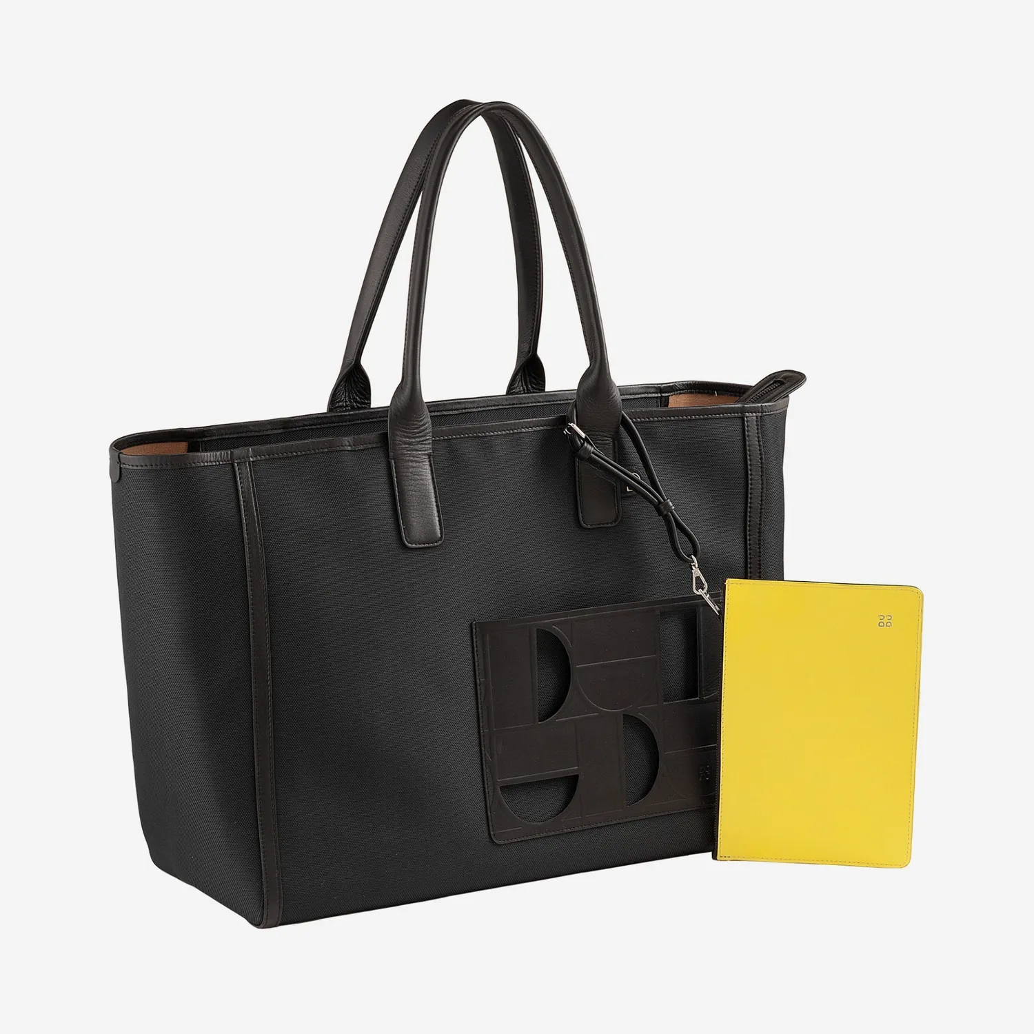 DuDubags Ellen shopper skinn svart/gul