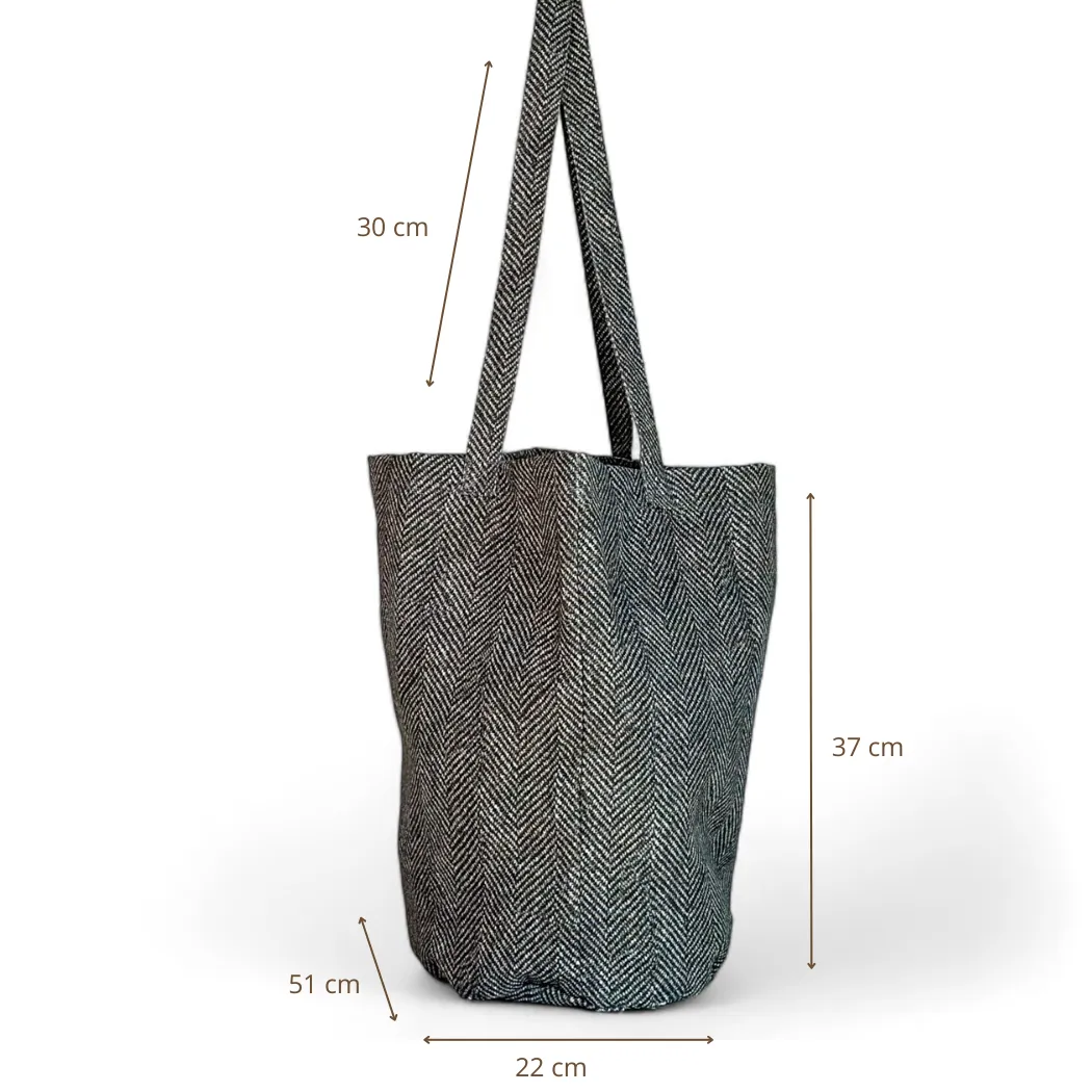 De La Mur Dope stor shopper grå fiskebein 51x37 cm