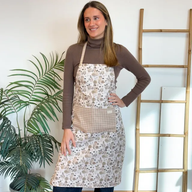 De La Mur Hort forkle beige blomster