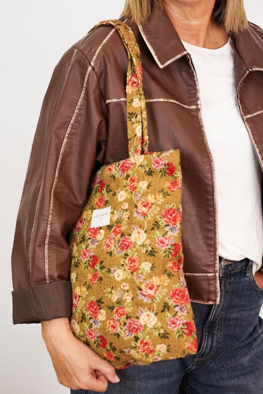 De La Mur Esme totebag 35x36x9 sennep blomster