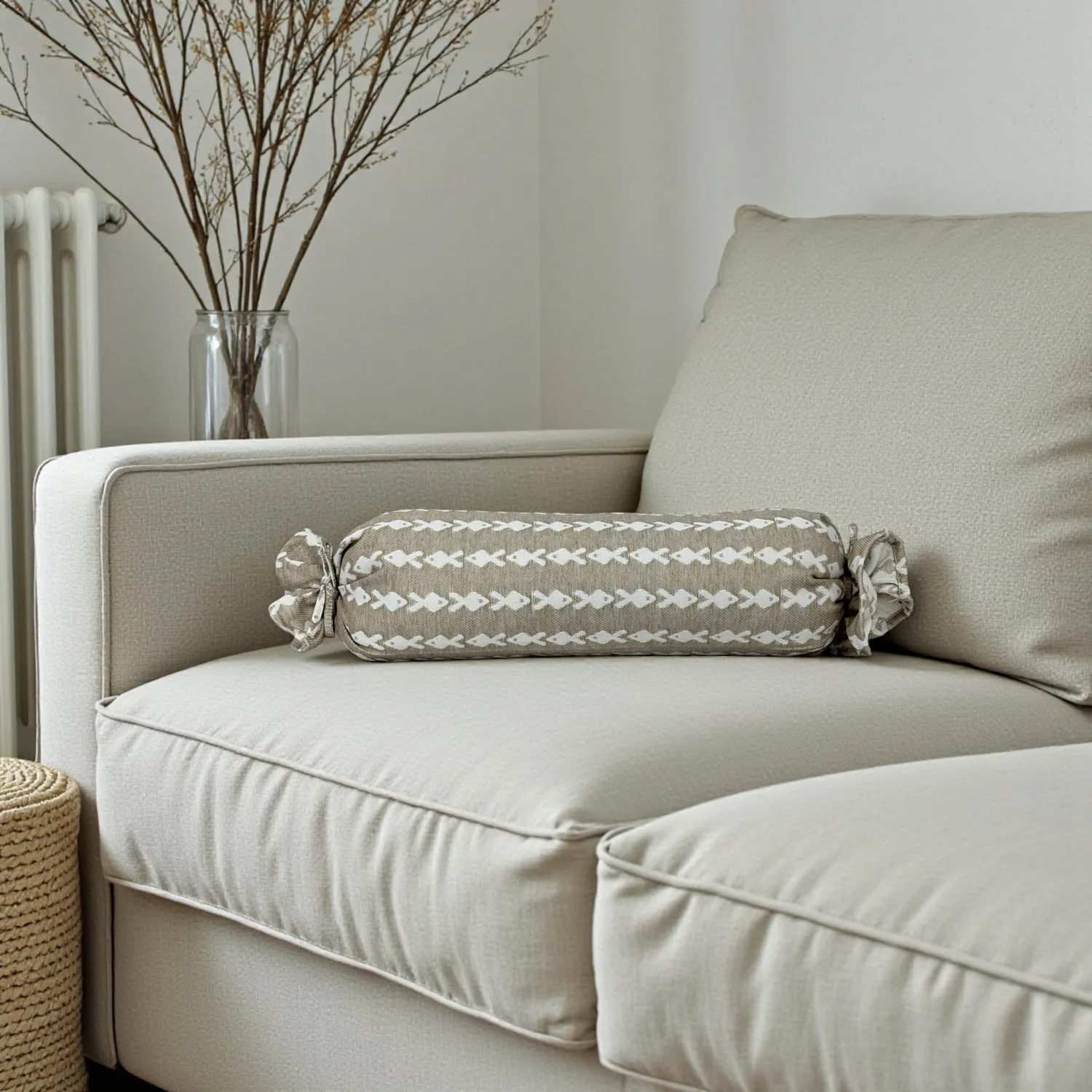 De La Mur Pesc pute 50 cm fiskemønster beige