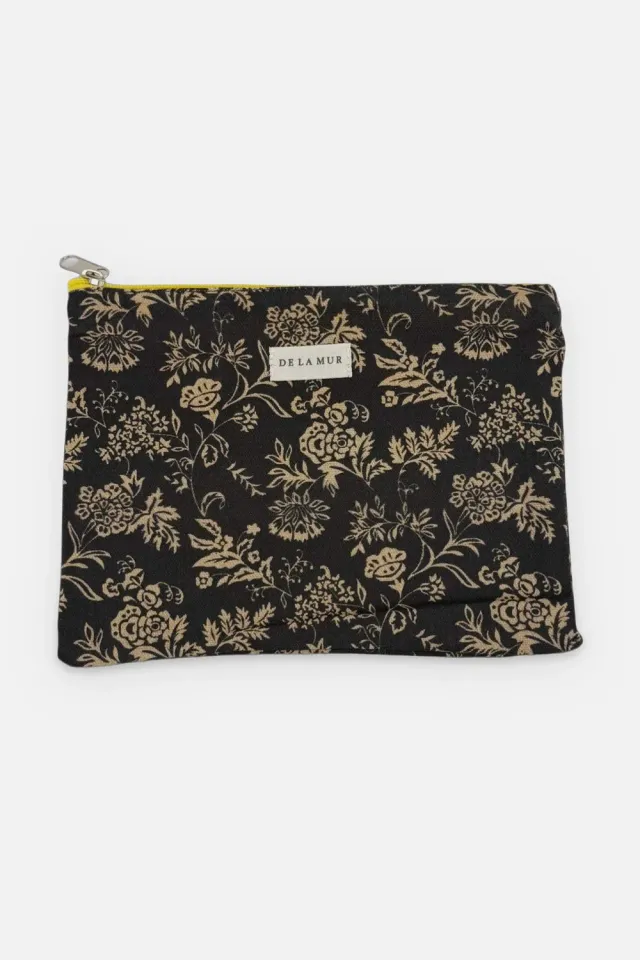 De La Mur Elisa toalettmappe 24x18 svart blomstret