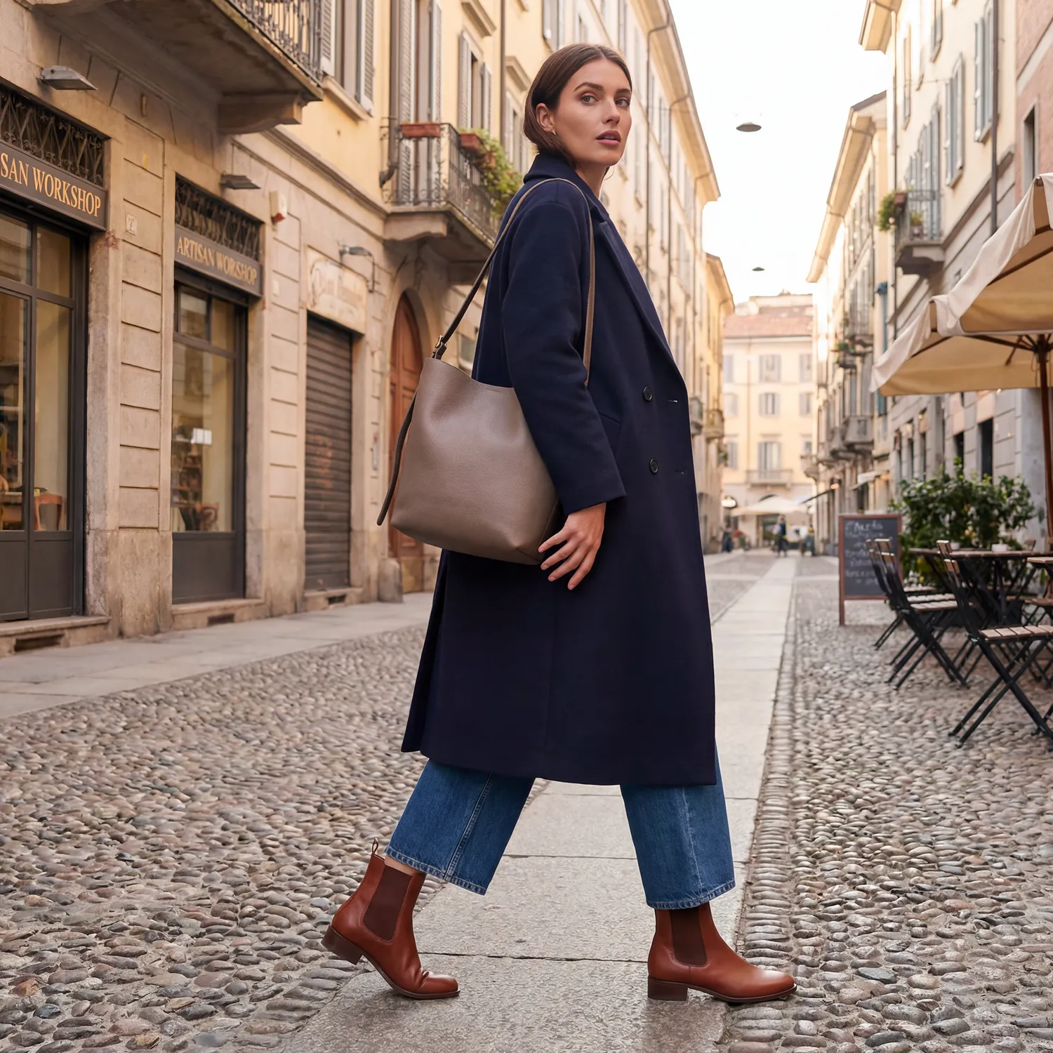 DuDubags Brera skulderveske taupe nappaskinn