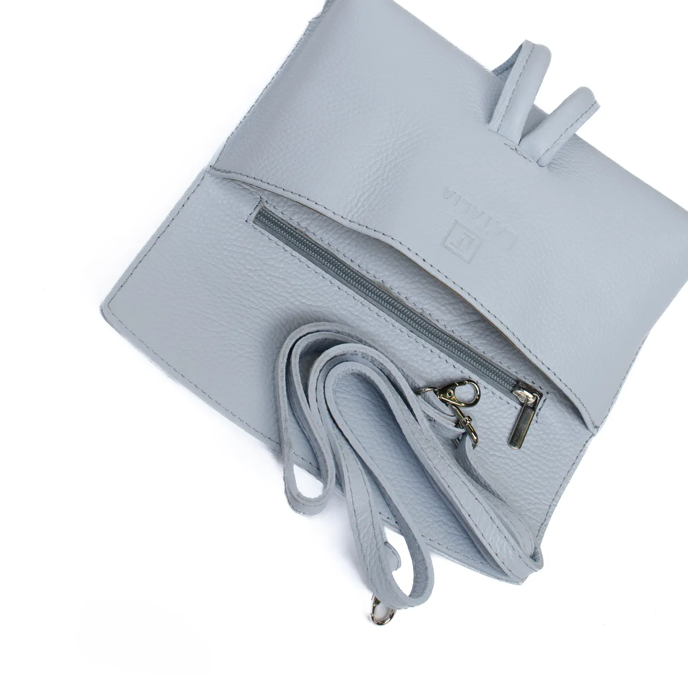 Latalia Barletta clutch lyseblå glatt skinn