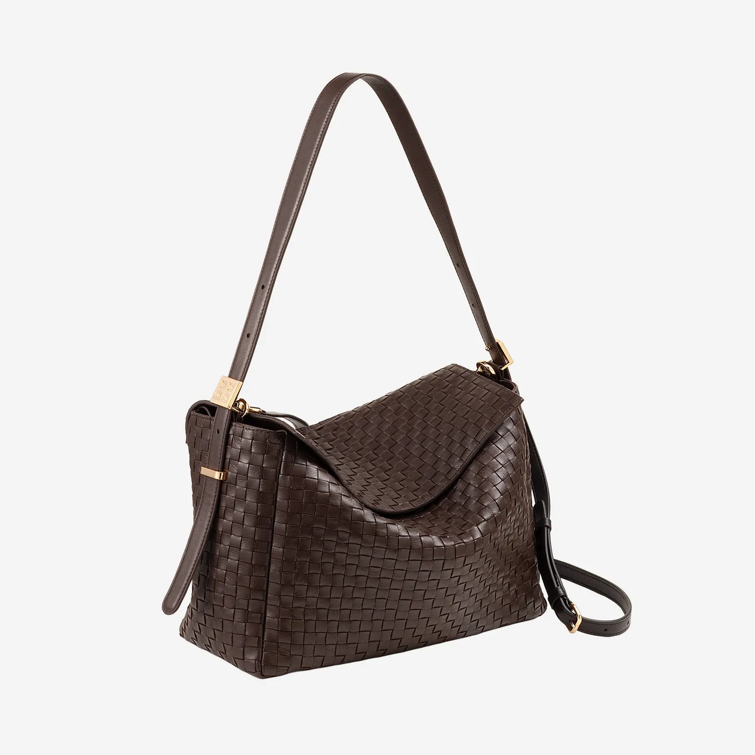 DuDubags Scala skulderveske taupe flettet skinn