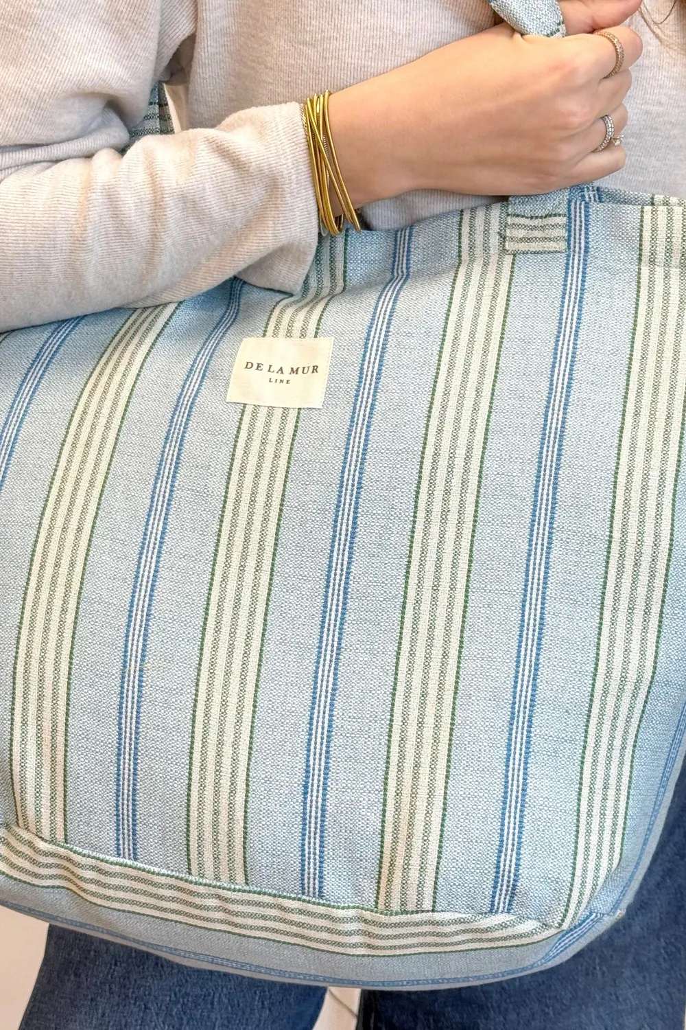 De La Mur Cata Grande shopper blå stripet
