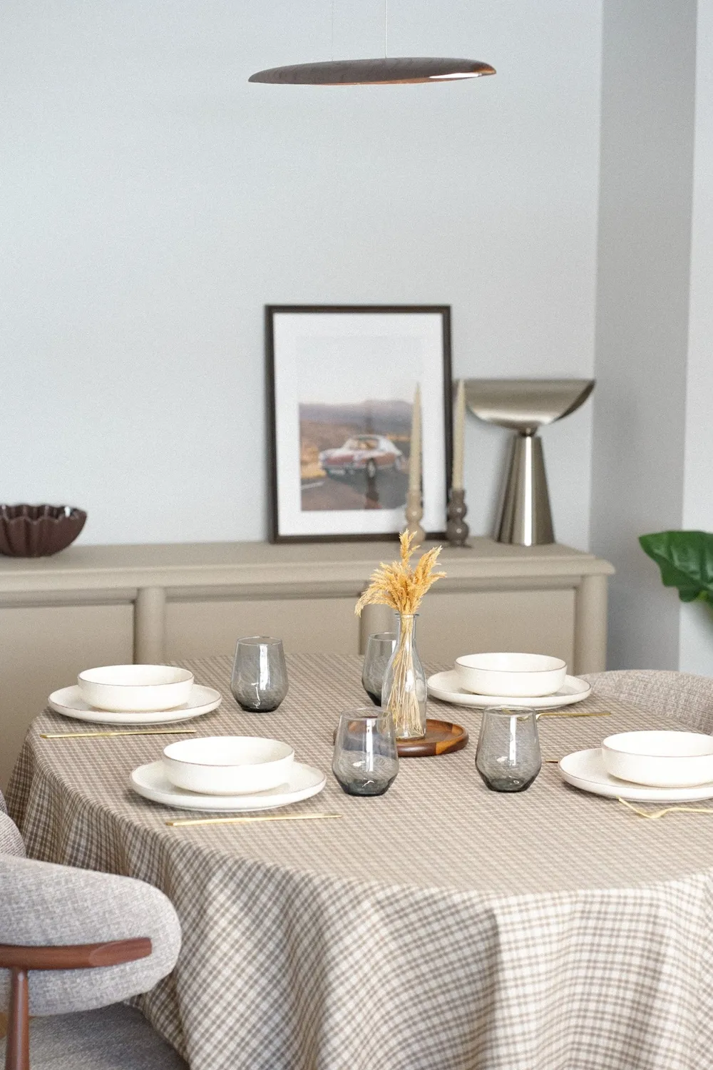 De La Mur Mantel Cast duk 150x150 rutete brun