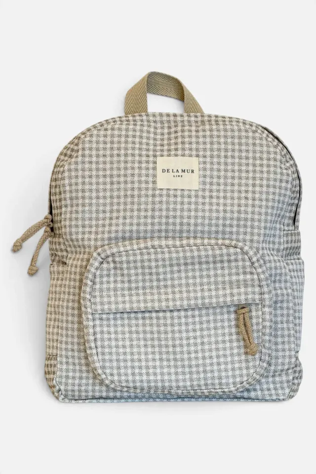 De La Mur Vison ryggsekk rutet beige 30 cm