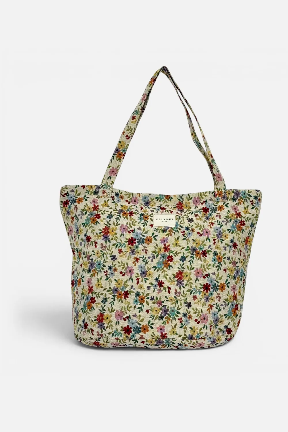 De La Mur Blum stor shopper beige blomst 51 cm