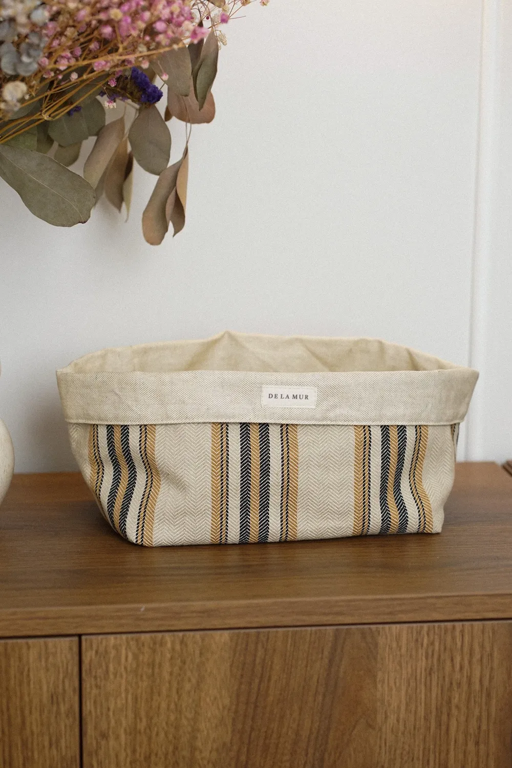 De La Mur Marco kurv sennep beige 14x21x12 cm jacquard