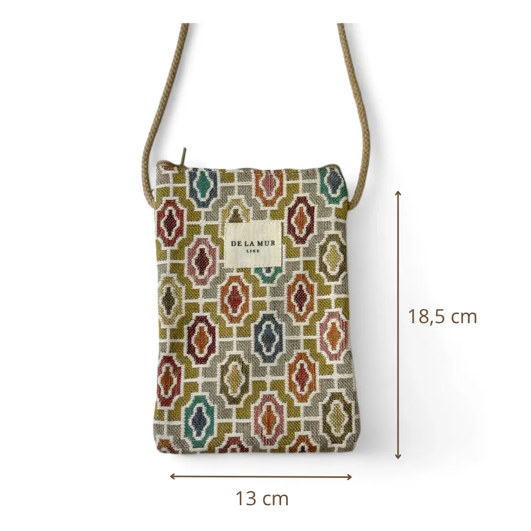 De La Mur Fin mobilveske beige geometrisk 13 cm
