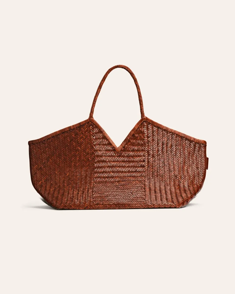 Cala Jade Humi XL tote Nutmeg flettet bøffelskinn