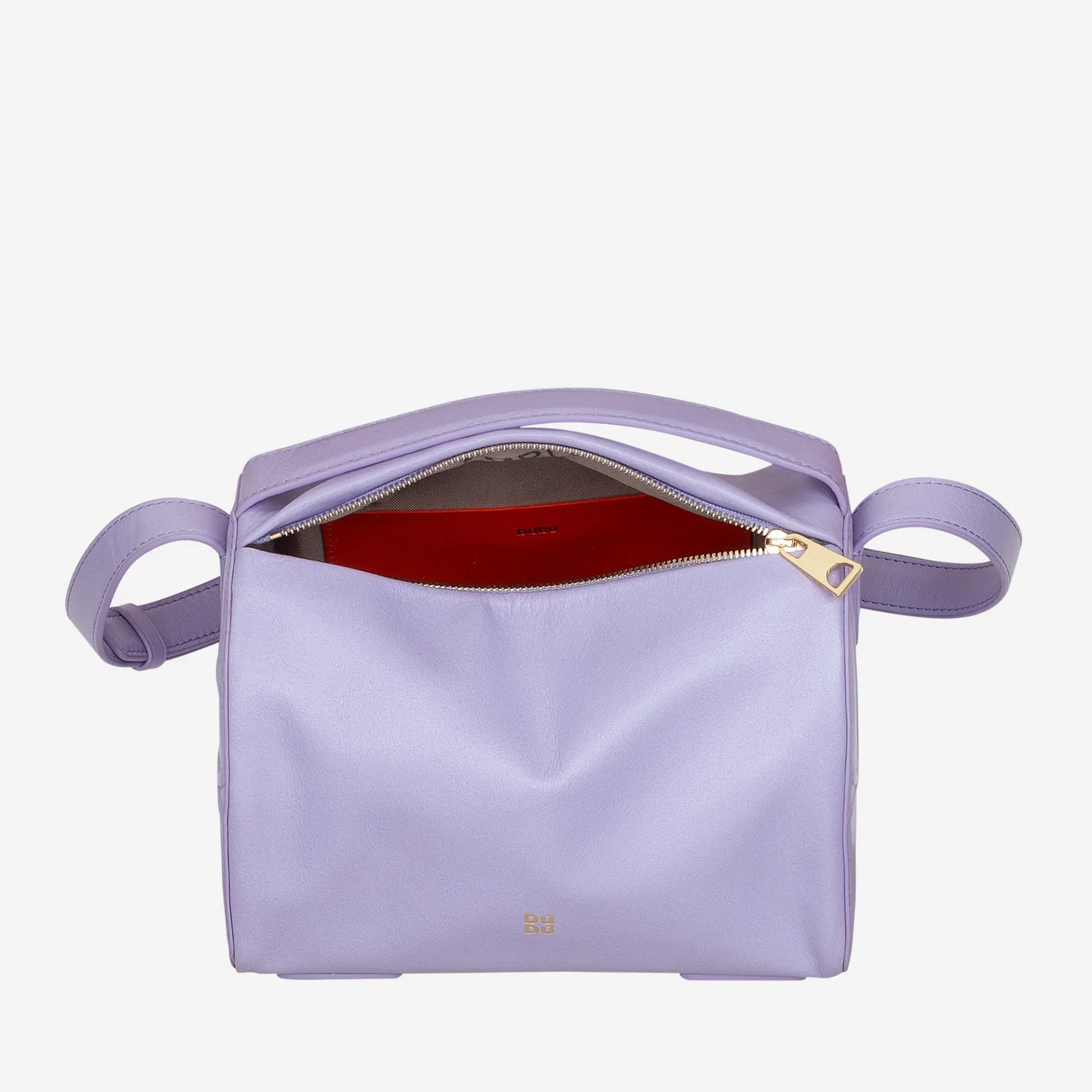 DuDubags Ethel skulderveske bowler lilla-oransje skinn