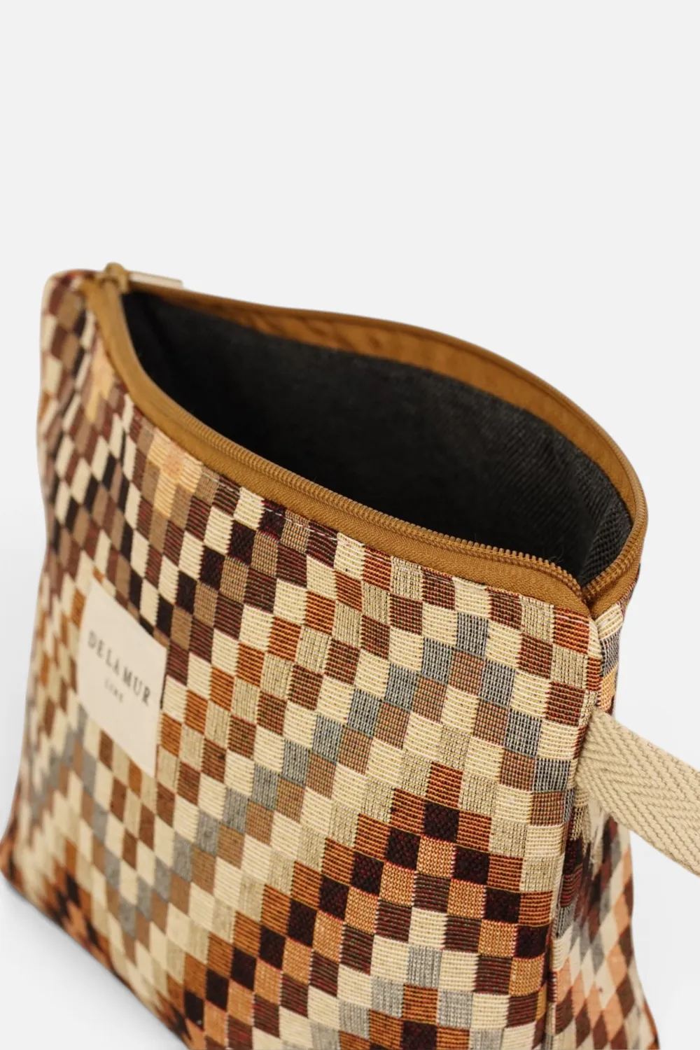 De La Mur Pier stor toalettmappe brun jacquard