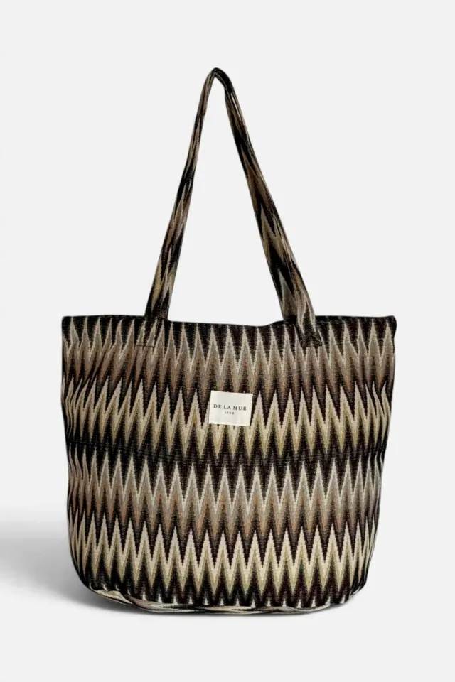 De La Mur Skan shopper 51x37 brun sikksakk
