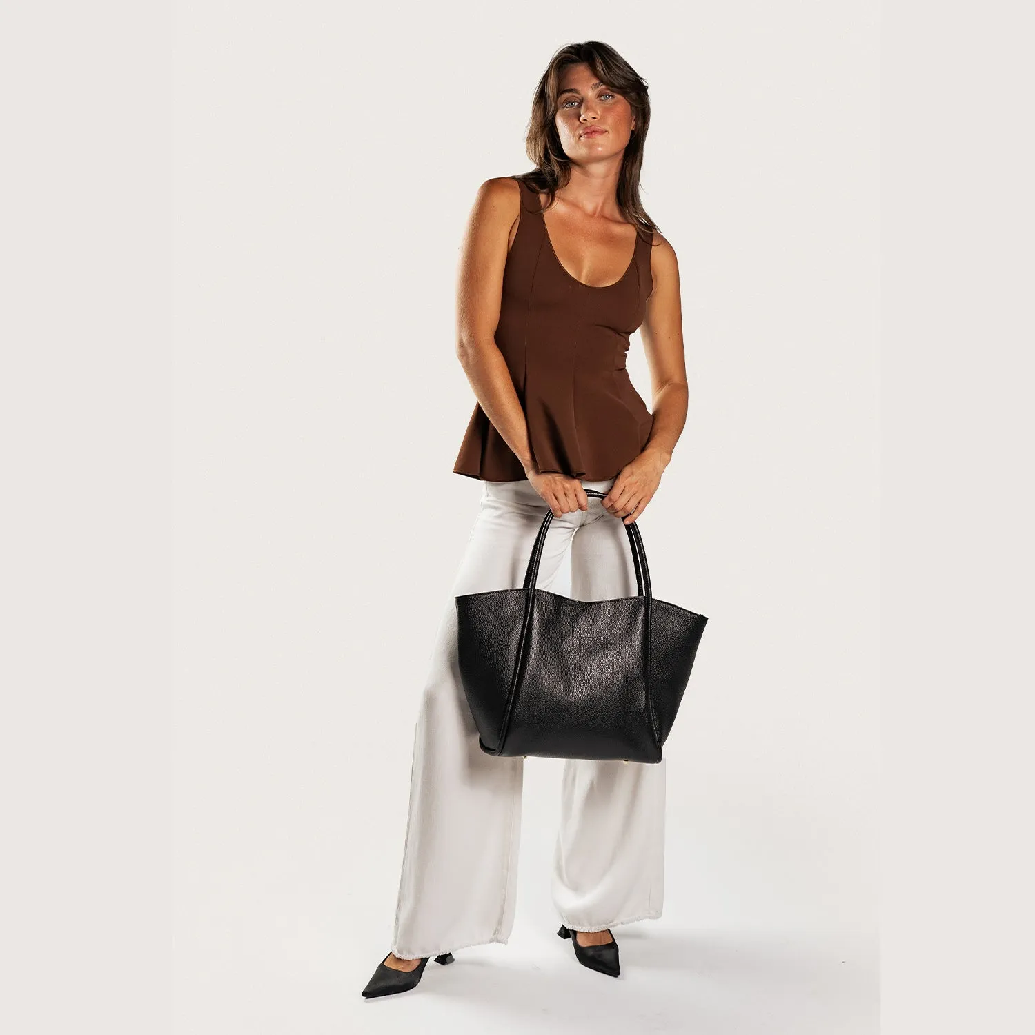 Latalia Florence XL shopper svart skinn