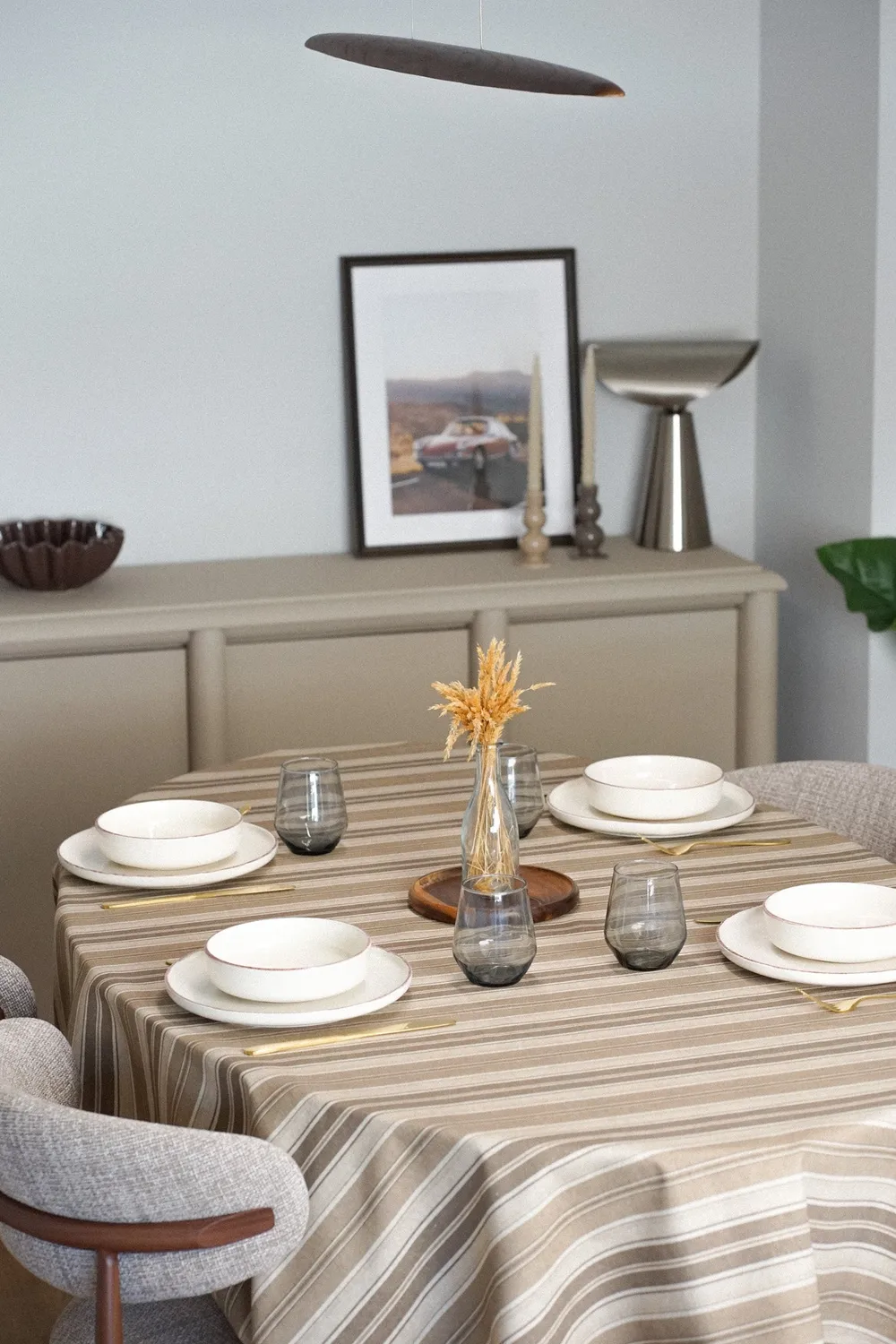 De La Mur Soro duk 200x150 stripet beige