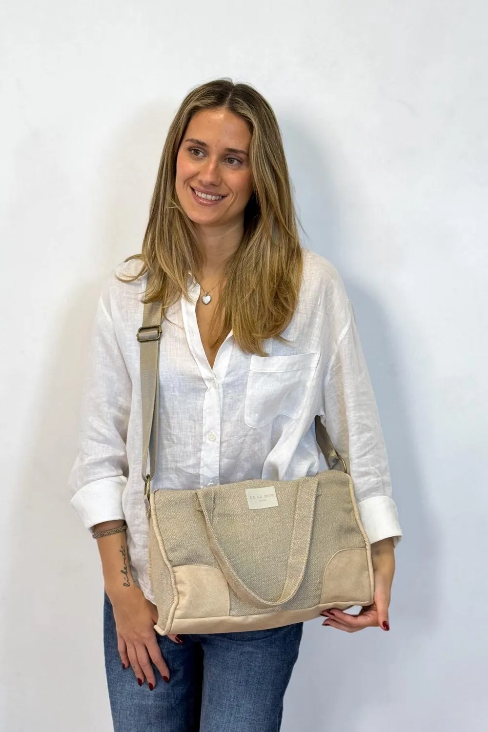 De La Mur Cowboy veske medium beige skulder